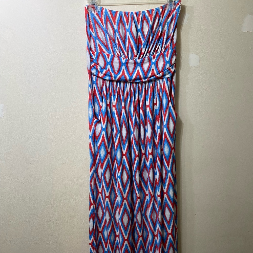 Loila- Red/white/blue Aztec maxi dress. Size large